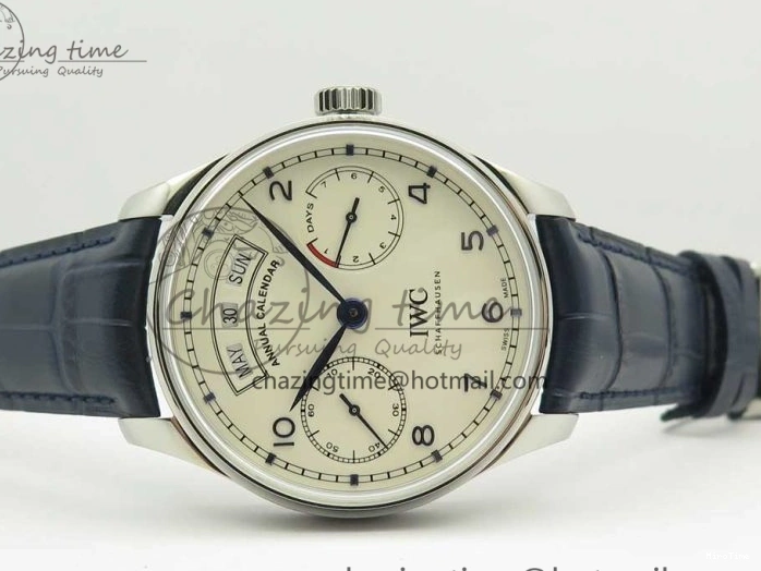 MIROTIME 0212 Affordable Portuguese Real PR Real Annual Calendar IW5035 ZF 1:1 Best Edition White Dial Blue Markers on Blue Leather Strap A 7143